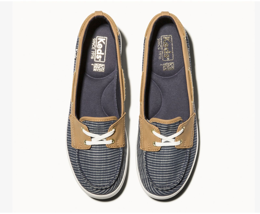 Womens Keds Slip Ons - Charter Stripe - Navy - 1402-NVRFA